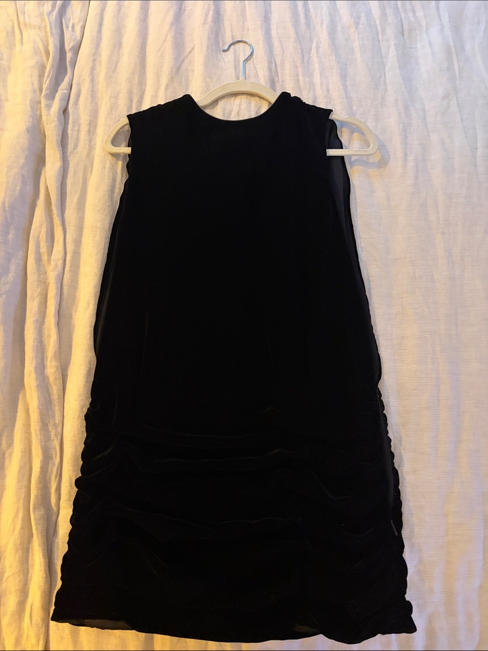 Yves Saint Laurent Black Velvet Sleeveless Shift Dress